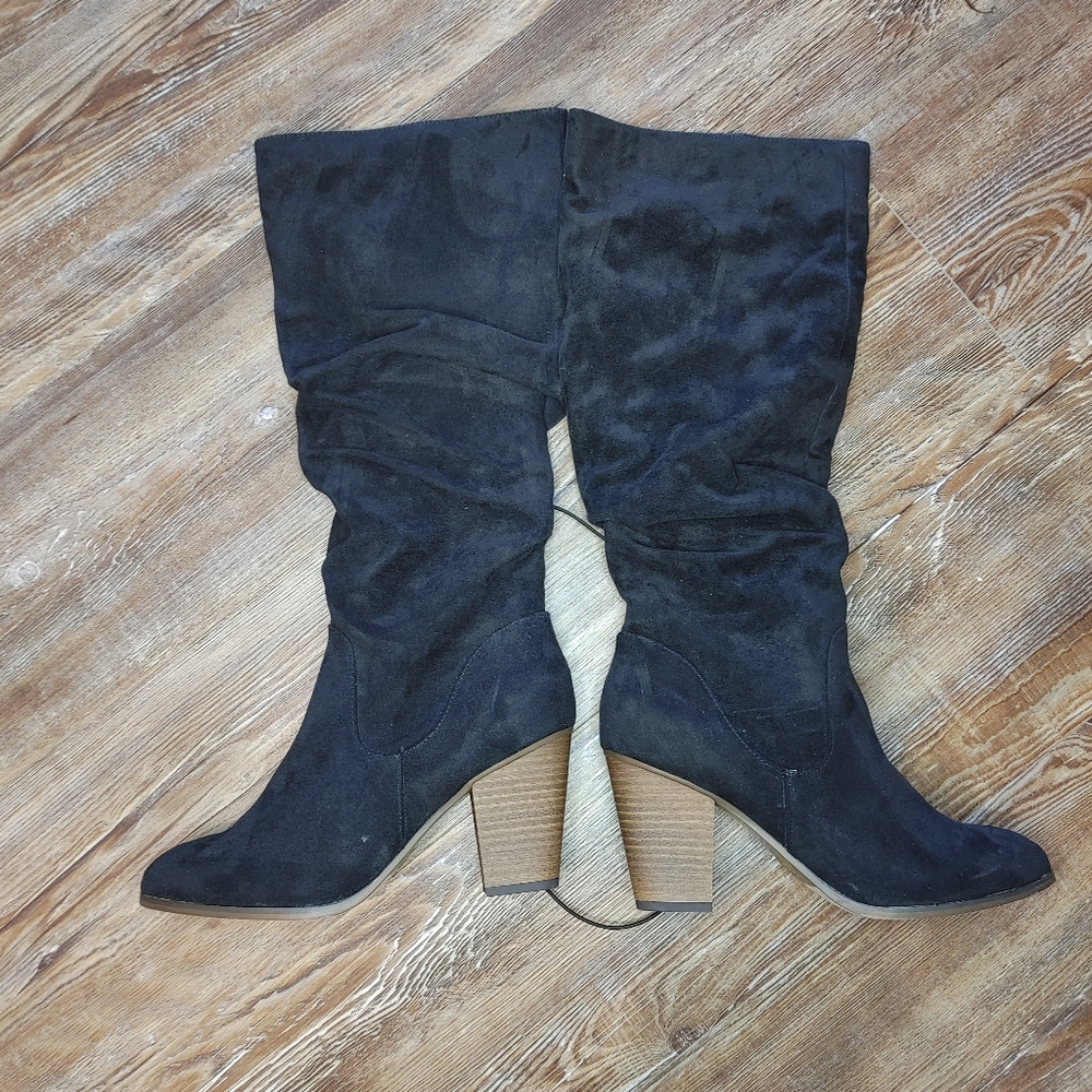 Black mid calf boots